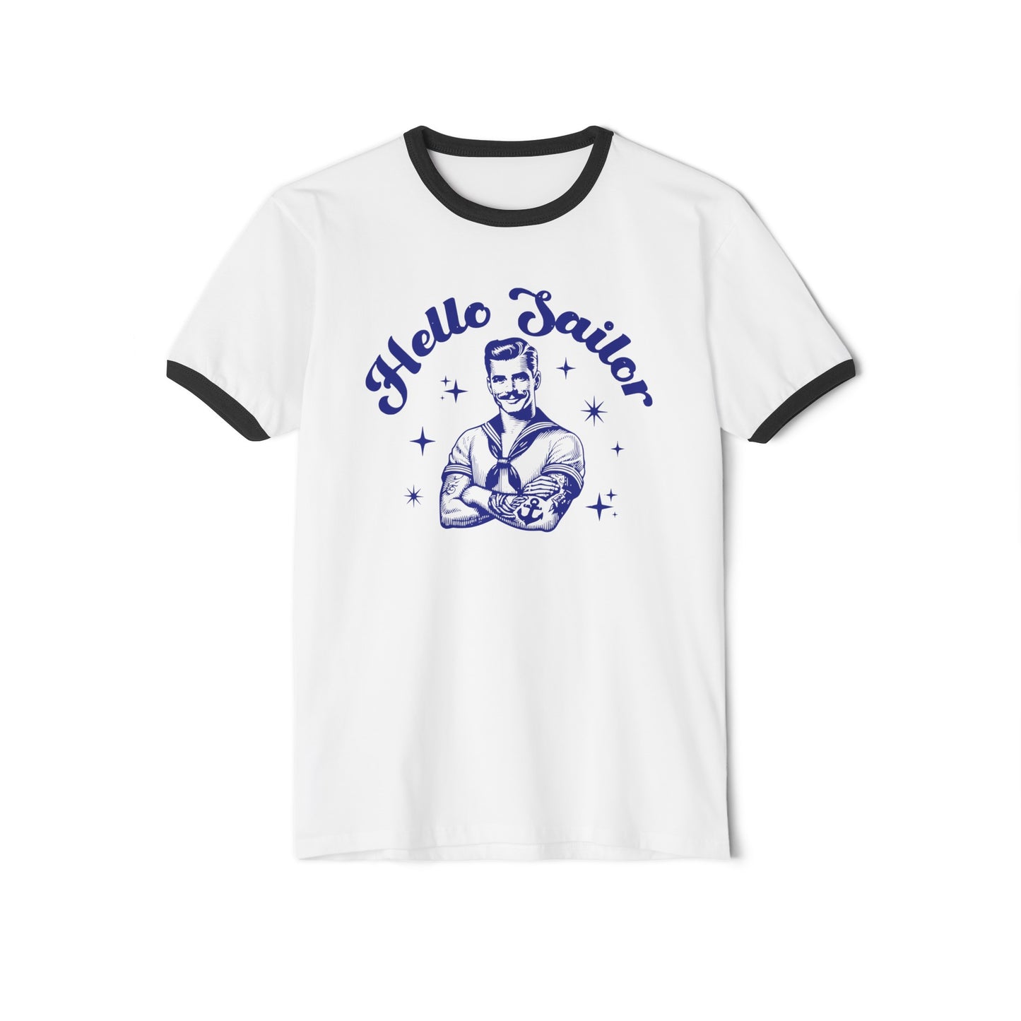 Vintage "Hello Sailor" Ringer Shirt - 1950s Clark Gable Style - 3 Colors Unisex Cotton