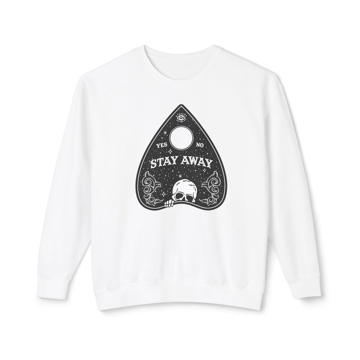 Stay Away Ouija Planchette Comfort Colors Lightweight Unisex Sweatshirt - Perfect for Cool Fall Nights