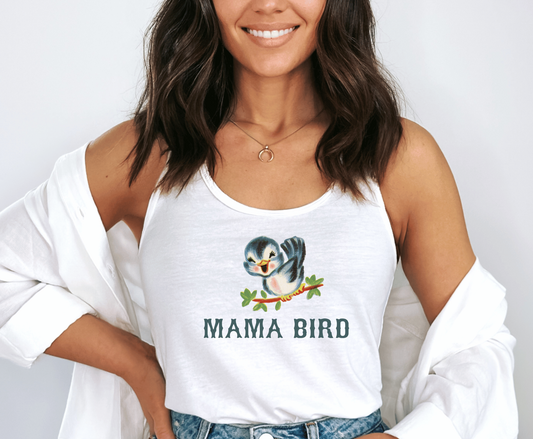 Vintage Mama Bird Racer Back Tank Top: Summer-Ready in 5 Vibrant Colors