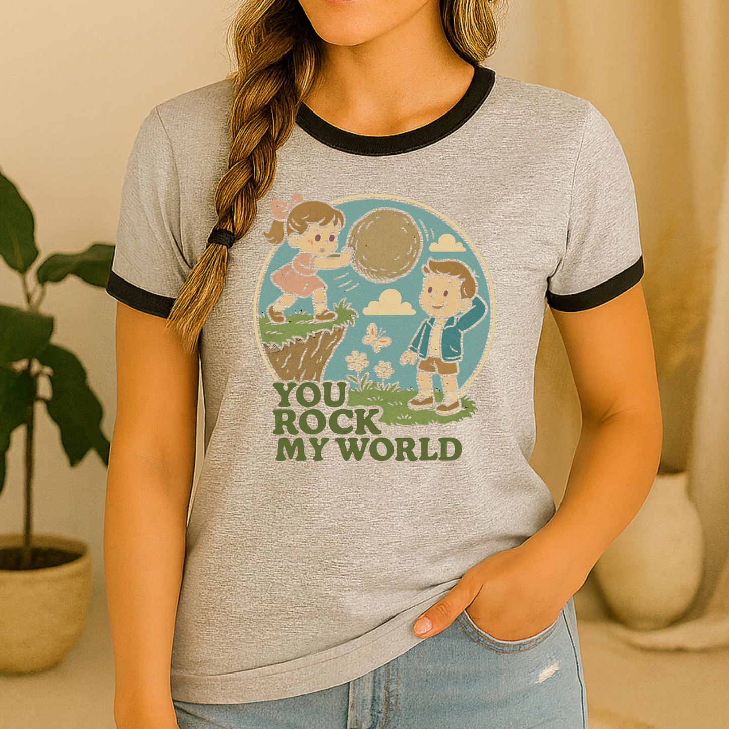 You Rock My World Funny Retro Ringer T-Shirt – Unisex Next Level Tee