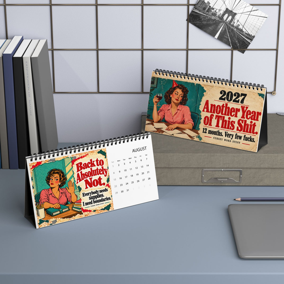 2027 Funny Desk Calendar – Retro Women & Sarcastic Sayings