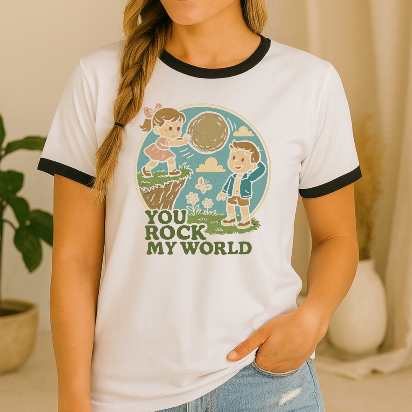 You Rock My World Funny Retro Ringer T-Shirt – Unisex Next Level Tee