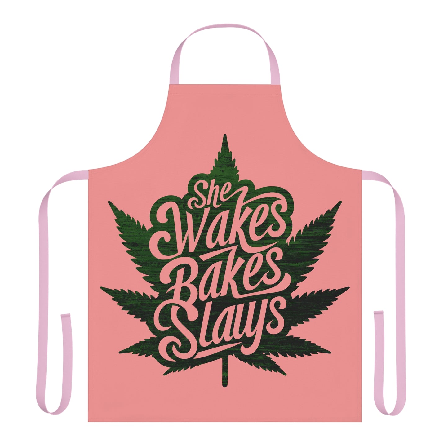 Versatile Cannabis-Themed Apron - She Wakes, Bakes, Slays Design - 5 Strap Colors Apron, 5-Color Straps
