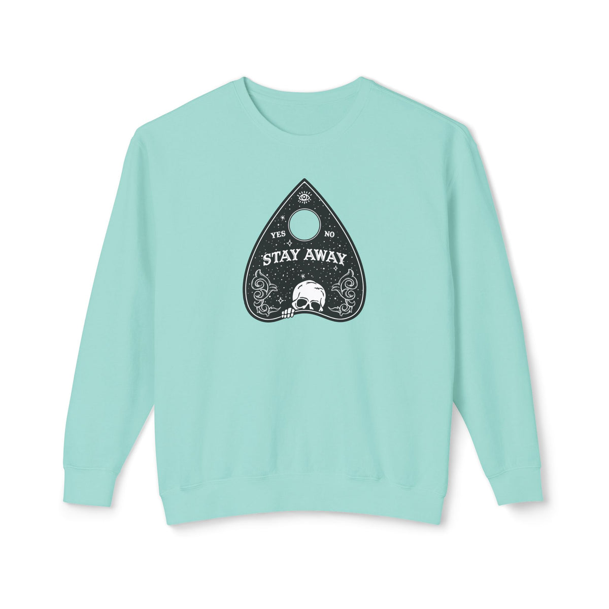 Stay Away Ouija Planchette Comfort Colors Lightweight Unisex Sweatshirt - Perfect for Cool Fall Nights
