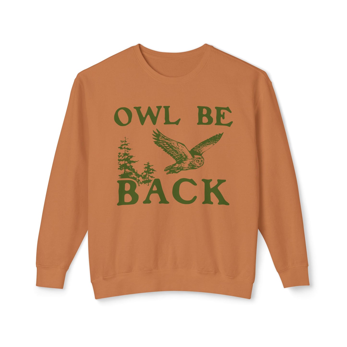 Unisex Lightweight Crewneck Sweatshirt "Owl Be Back" Design | 100% Cotton