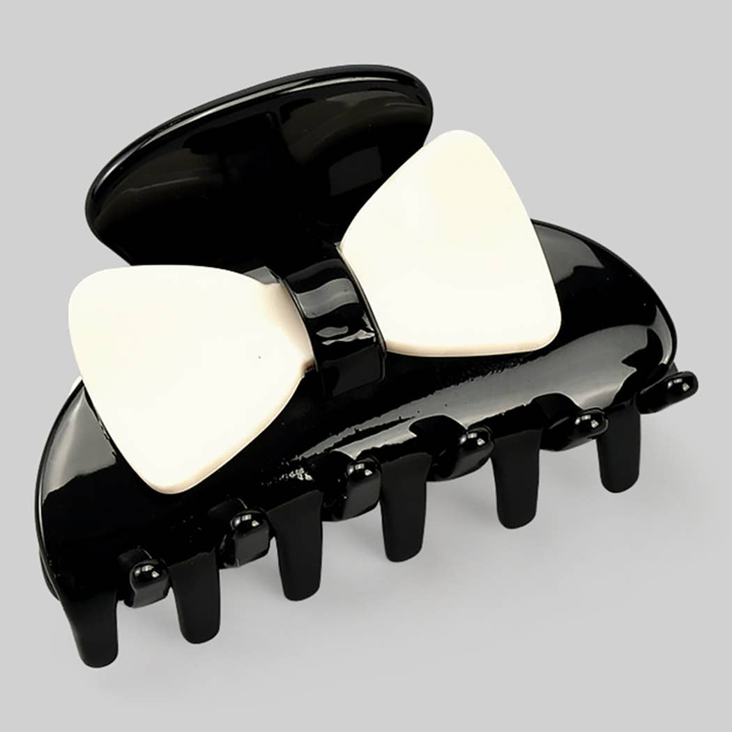 CUTE TWO TONE BOW HAIR CLIP with Velvet Gift Bag