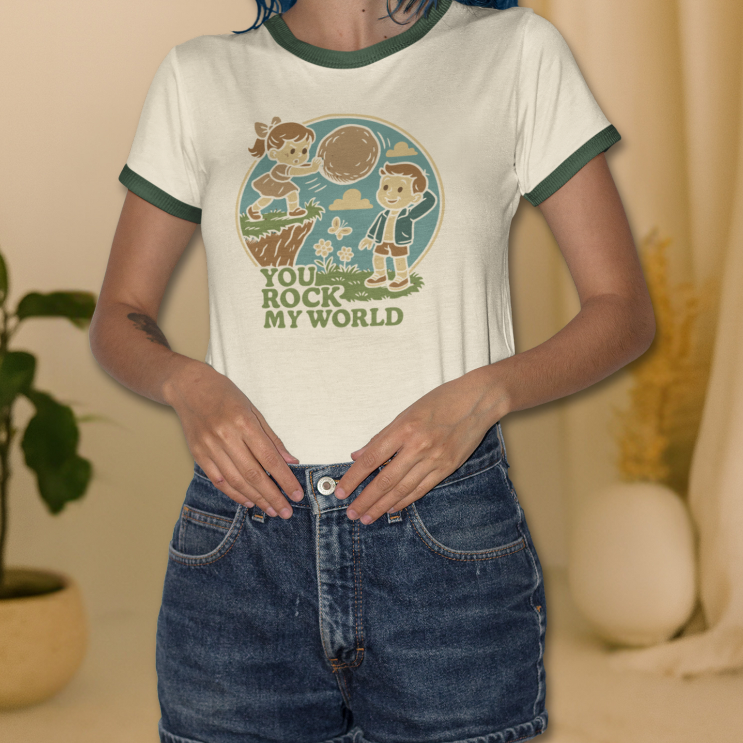 You Rock My World Funny Retro Ringer T-Shirt – Unisex Next Level Tee