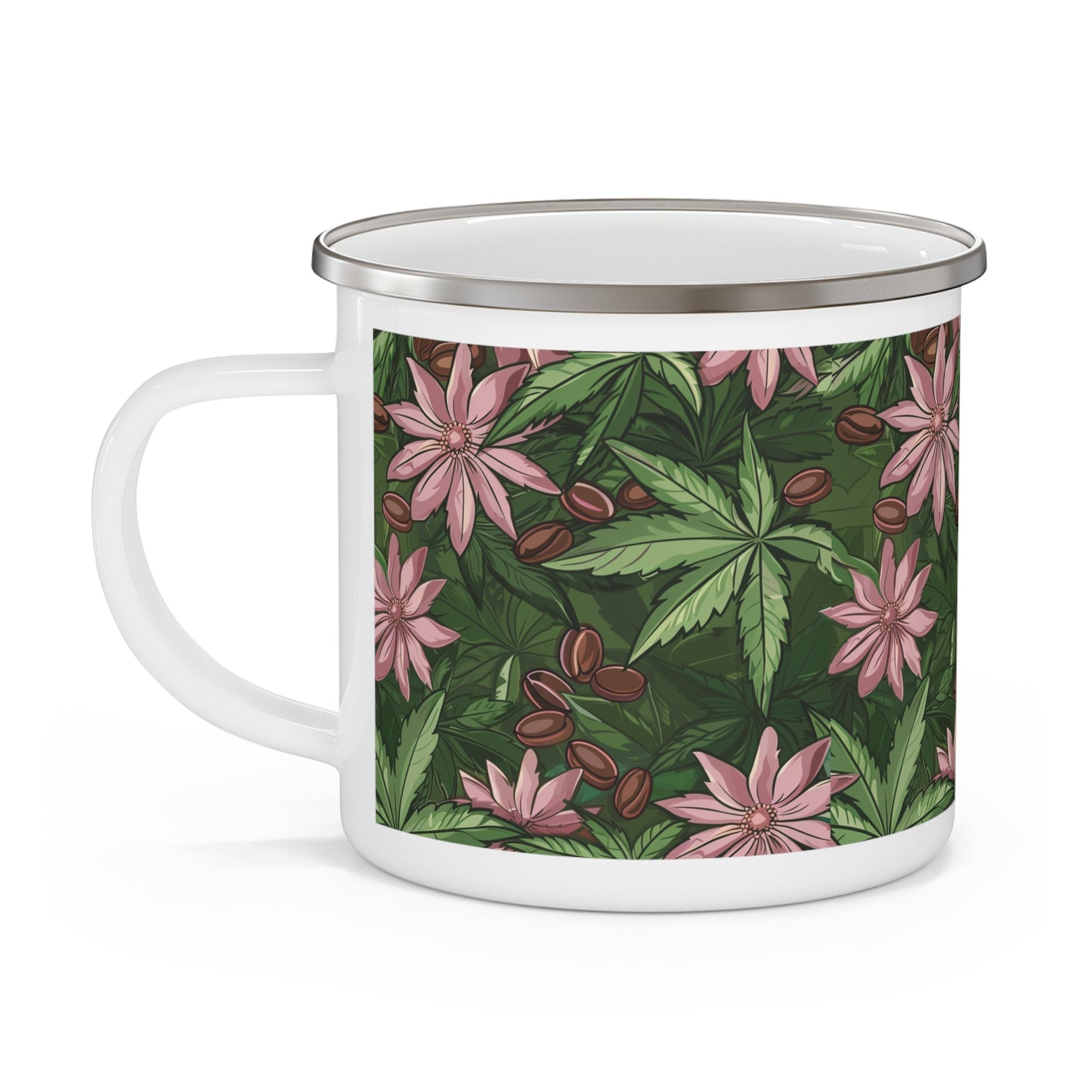 Elevate Your Glamping Experience with our Cannabis and Coffee Enamel Camping Mug - 12ozEnamel Camping Mug