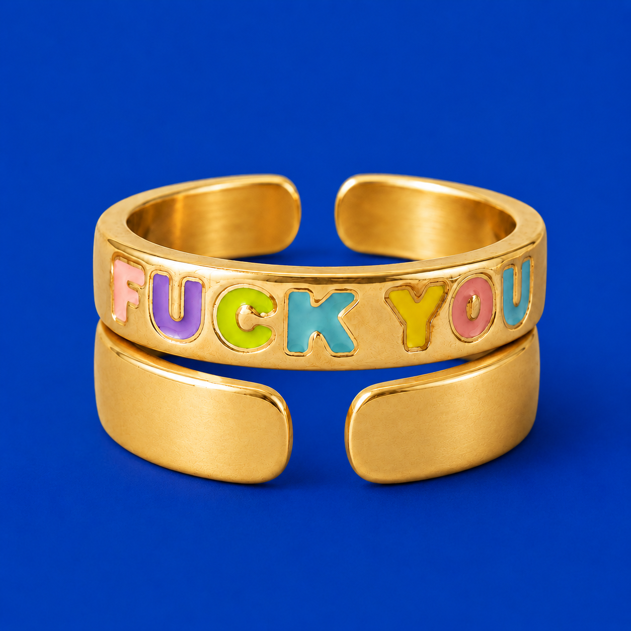Pastel Fuck You Adjustable Ring Includes Gift Bag, Ring Gift Box, & CWS Sticker