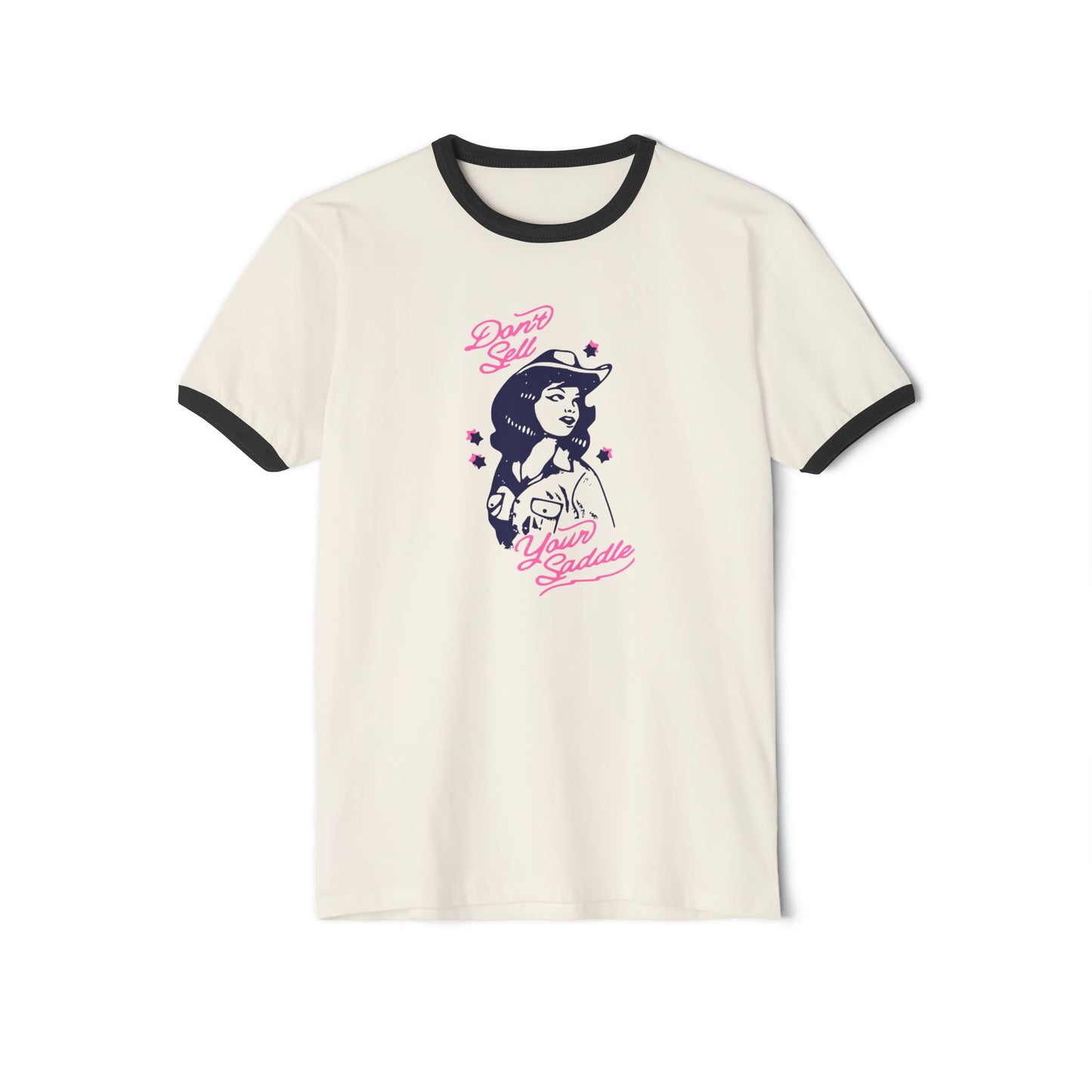 Vintage 'Don't Sell Your Saddle' Ringer T-Shirt | Cowboy Western Tee, Unisex Shirt, Retro Graphic Top, Country Music Fan Gift, Gift for