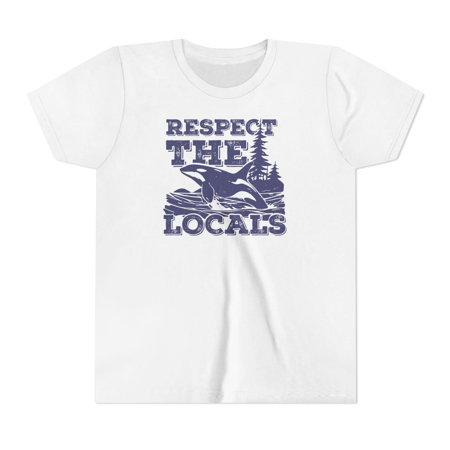 Respect the Locals Orca Design Youth Kids T-Shirt-Back-to-School for Ocean Lovers