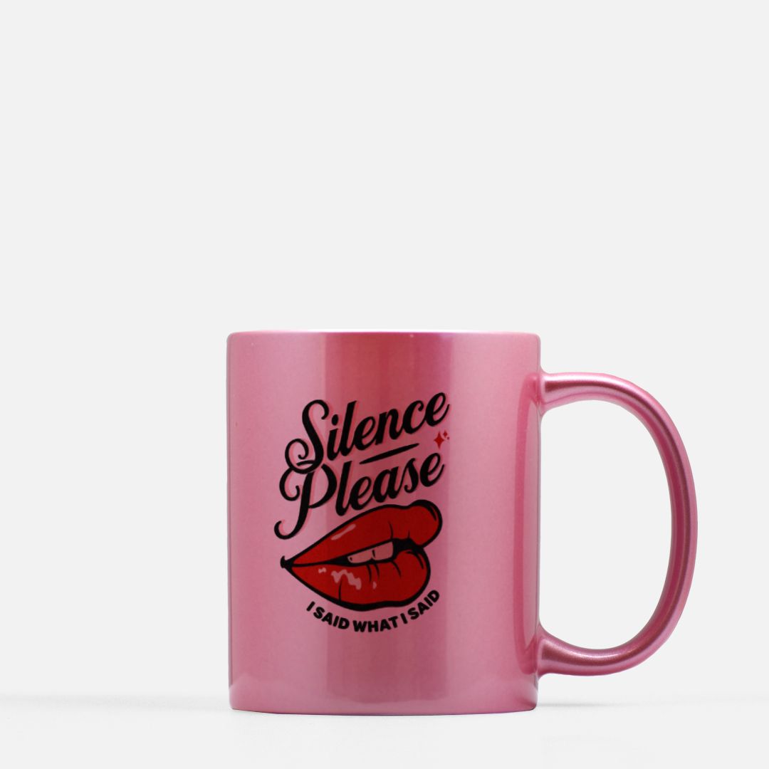 Retro Tattoo Red Lips Pink Metallic Mug 11oz.