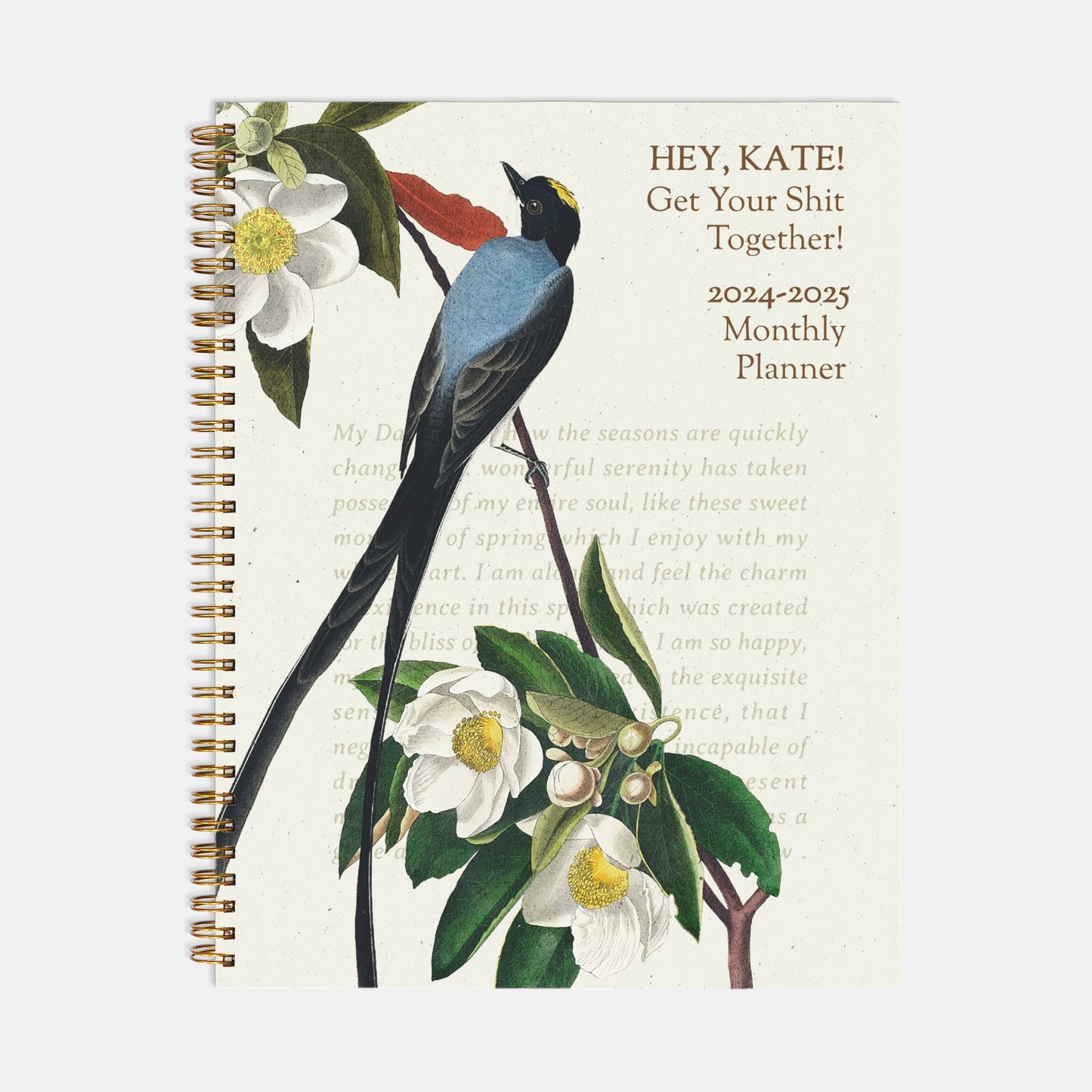 Personalized 2024-2025 Birds & Foliage Planner Hardcover Spiral 8.5 x 11