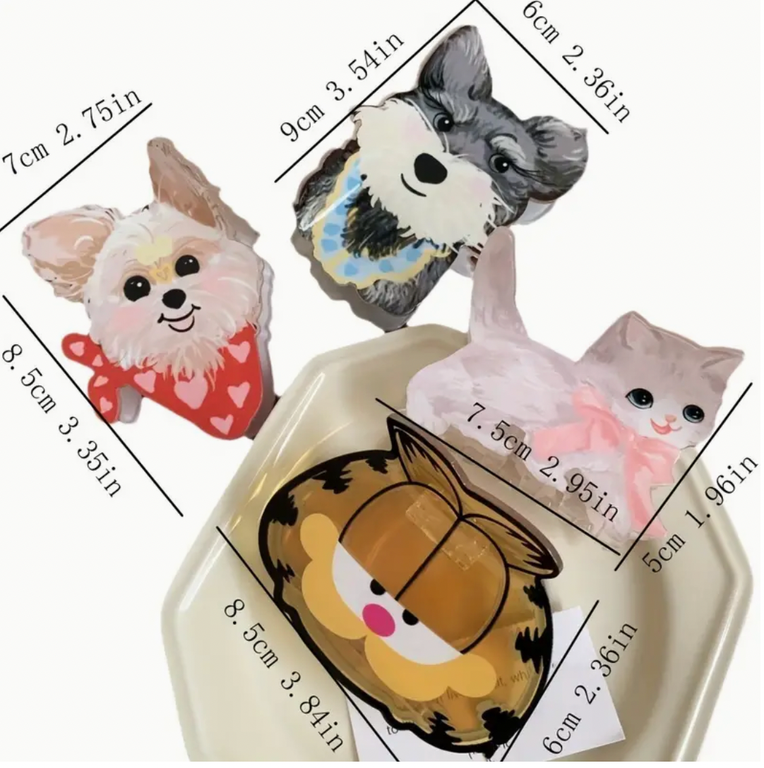 Pre-Packaged Adorable White Cat Hair Claw Clip | 3.5" Cute 3D Kitten