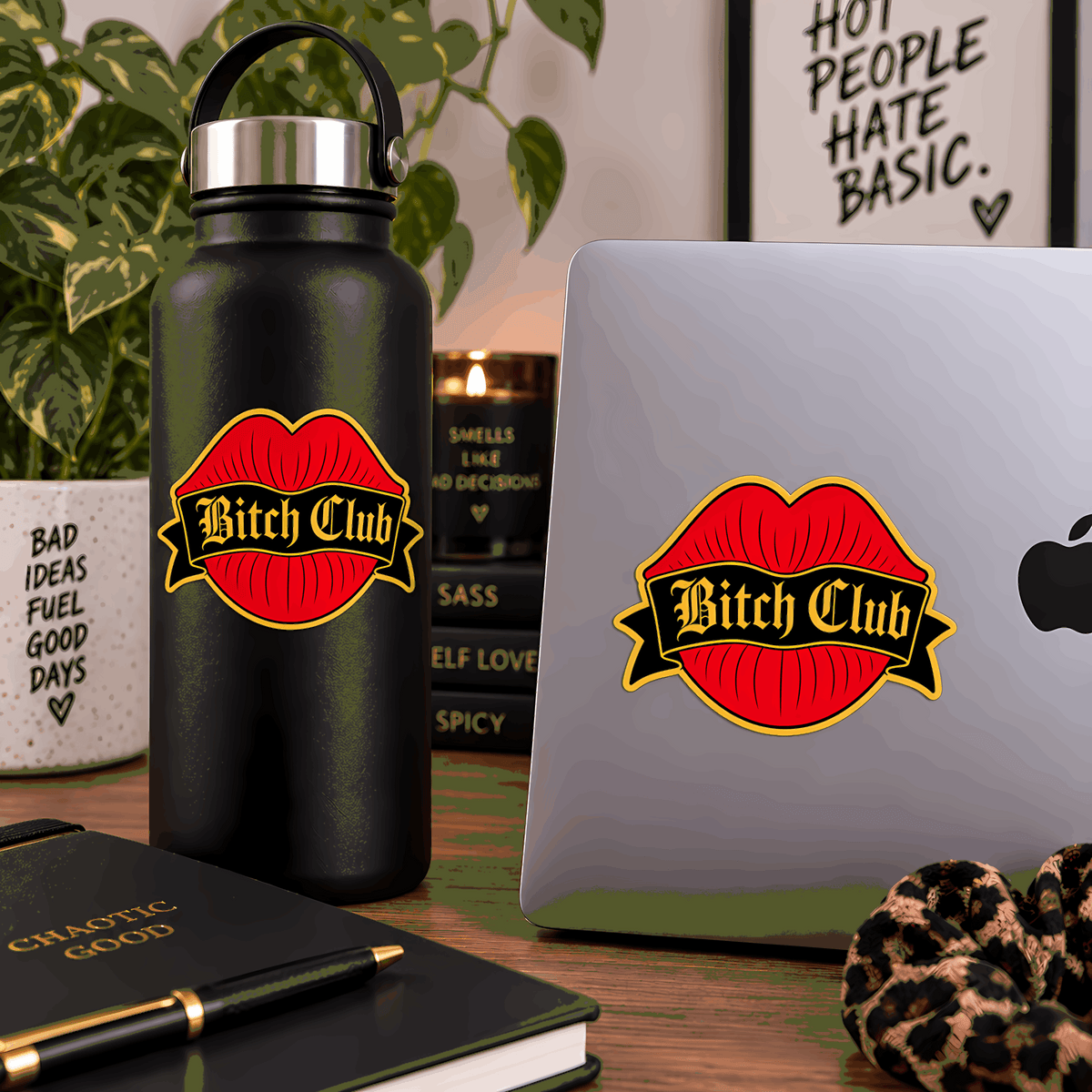 Girls Club Sticker | Red Lips Gothic Sticker + Bonus Sticker and Free Shipping