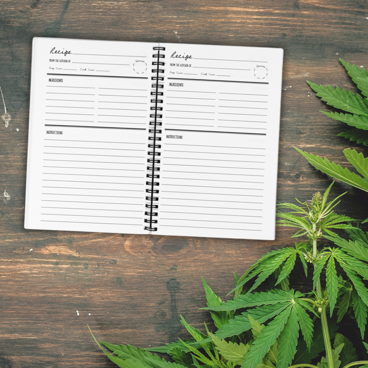 Cooking With Cannabis Blank Recipe Book - 5.5 x 8.5 Inches, 120 Pages, Hardcover, Spiral Bound, Blank Recipe Sheets