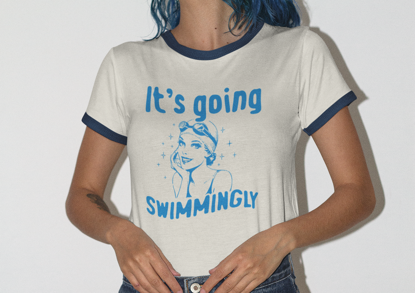 Retro "It's Going Swimmingly" Unisex Ringer T-Shirt - 3 Colors Available