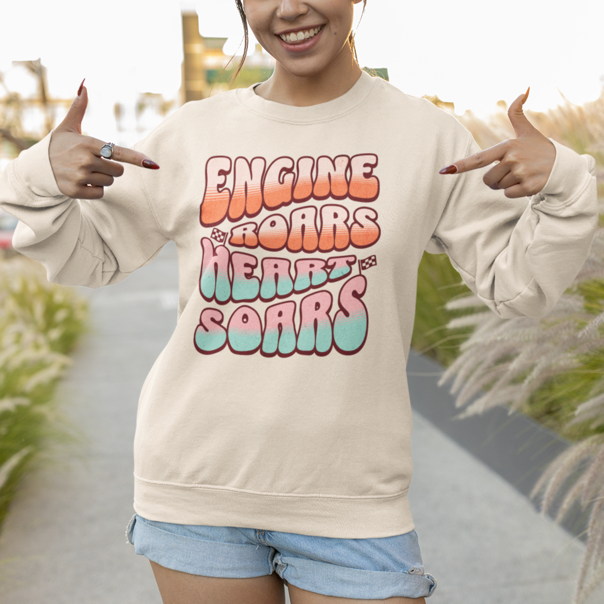 Cozy Up to Drag Racing Style with Comfort Colors 1466 Unisex Lightweight Crewneck Sweatshirt - 6 Retro Colors!