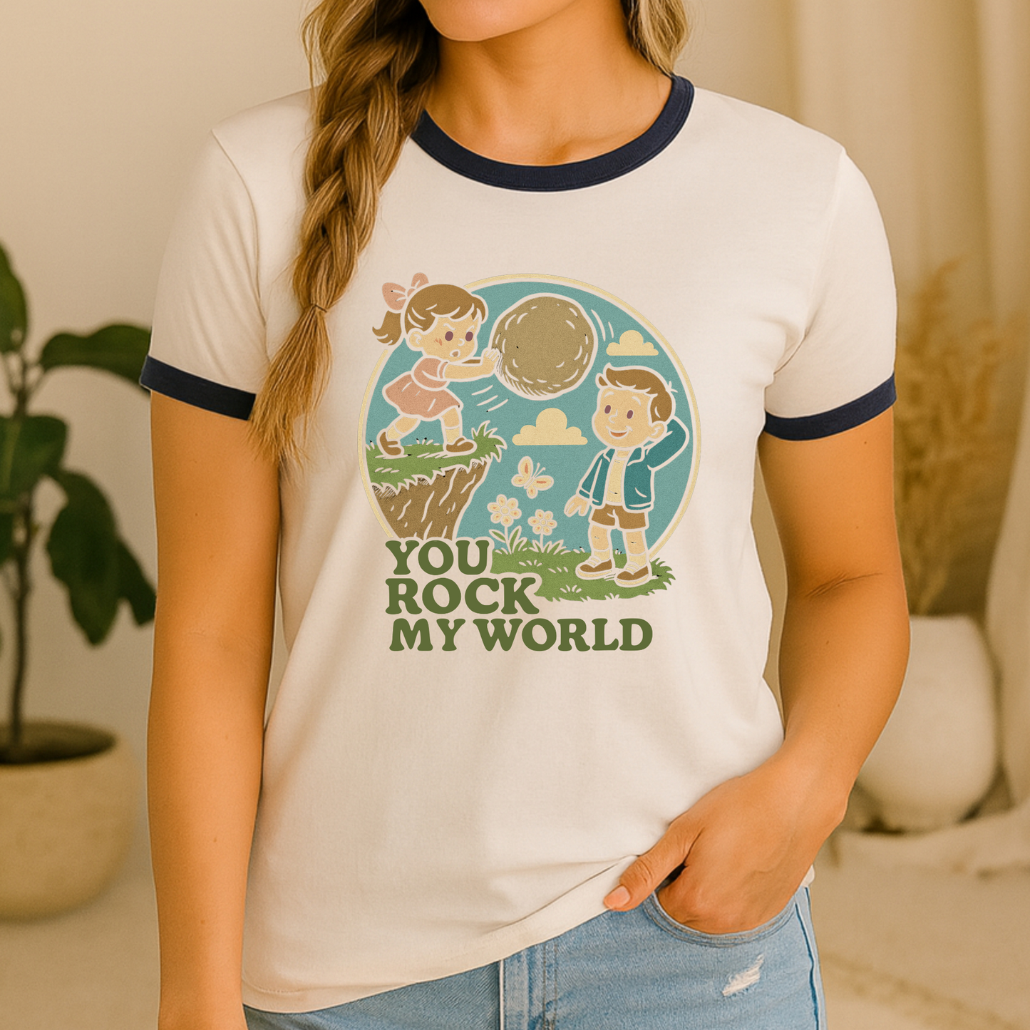 You Rock My World Funny Retro Ringer T-Shirt – Unisex Next Level Tee