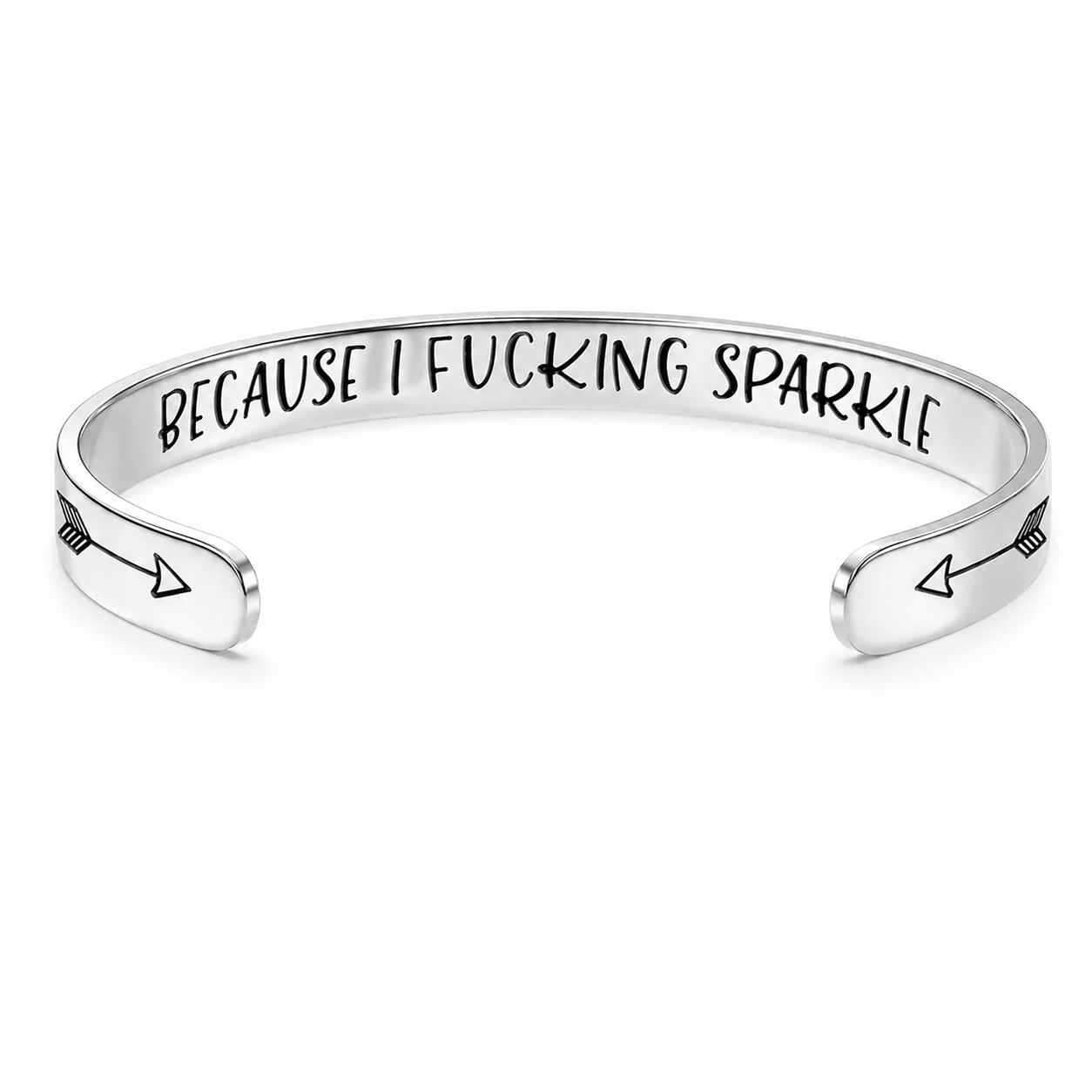 Because I Fucking Sparkle Cuff Bracelet with Black Velvet Gift Bag