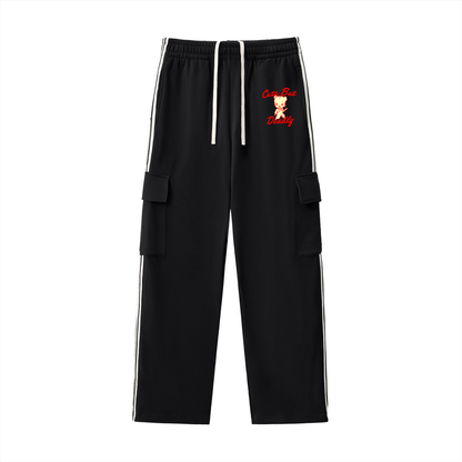 Cute But Deadly Unisex Cargo Track Pants Side Stripe Straight-Leg
