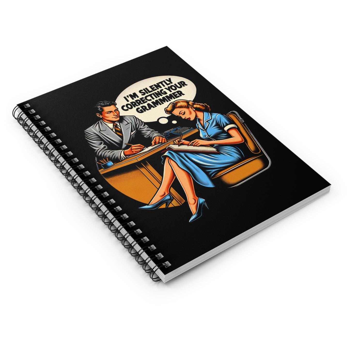 Grammar-Perfect Retro 1950s Style Notebook: Vintage 6" x 8" Spiral-Bound Journal-Ruled Lined