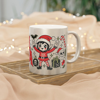 Silver Heavy Metal Santa Christmas 11 oz Cermaic Mug