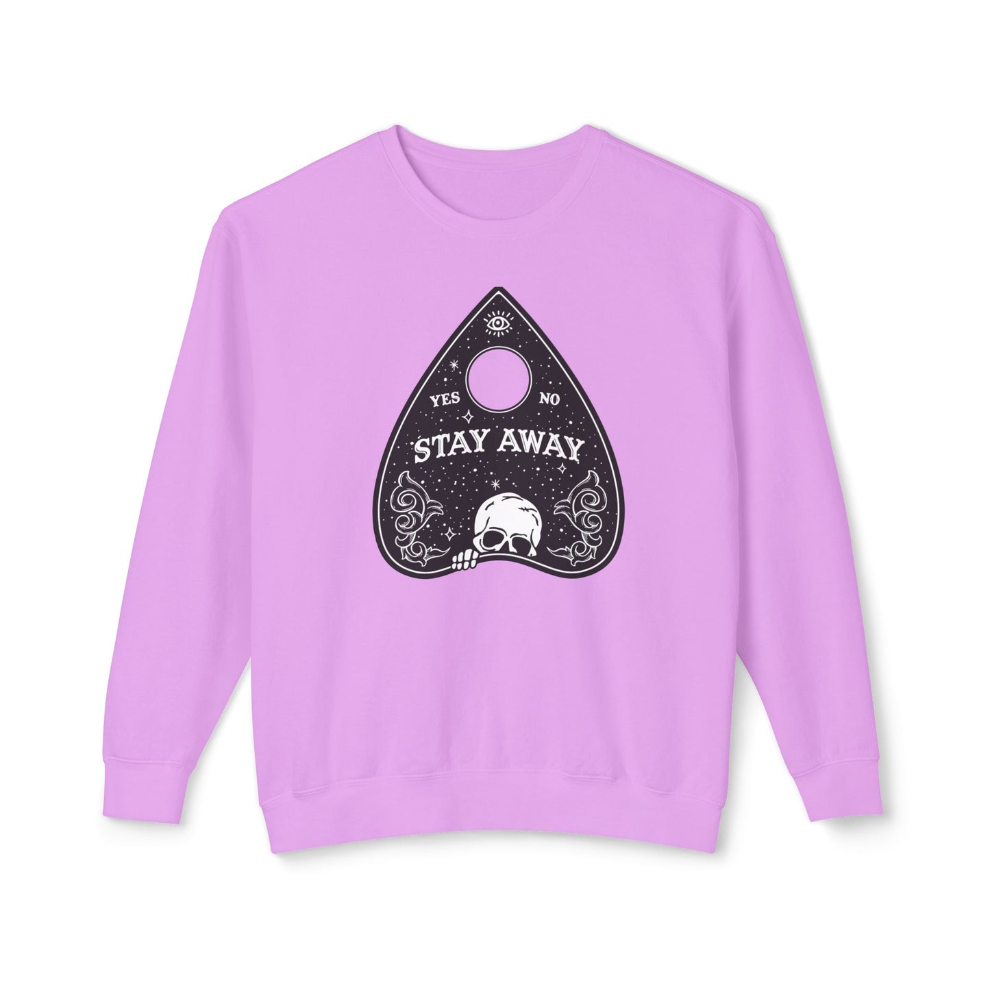 Stay Away Ouija Planchette Comfort Colors Lightweight Unisex Sweatshirt - Perfect for Cool Fall Nights