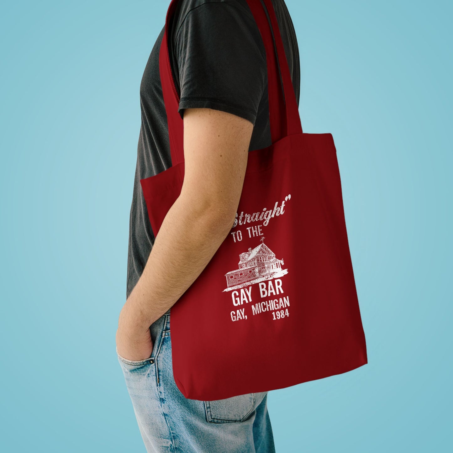 Go Straight to the Gay Bar Tote Bag | Gay, Michigan Vintage Canvas Bag | Funny LGBTQ+ Market Tote