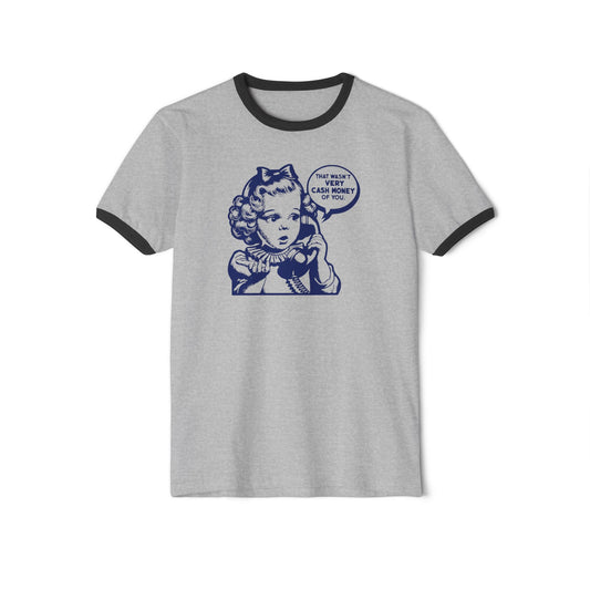 Vintage Cash Money Ringer T-Shirt Retro Style Unisex Tee in 4 Color Combos