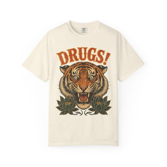 Drugs Tiger Vintage Tattoo Style Comfort Colors 1717 Shirt