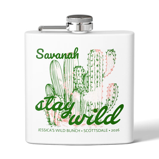 Personalized Stay Wild Bachelorette Stainless Steel Flask 6oz