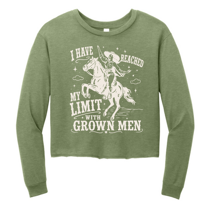 I Have Reached My Limit With Grown Men Womens Perfect Tri Midi Long Sleeve Tee with Raw Edge Hem