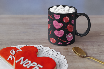 Anti-Valentine's Day Mug, Black Ceramic Cup 11oz