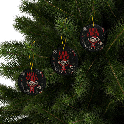 Hail Santa Gothic Christmas Ceramic Ornament