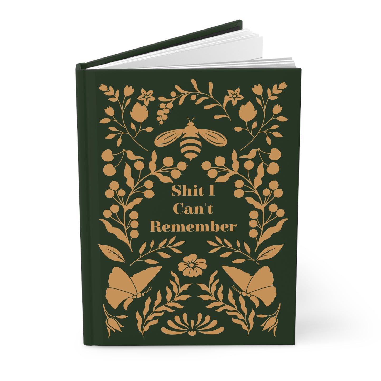Daily Reminder Hardcover Journal Matte-Dark Green and Gold