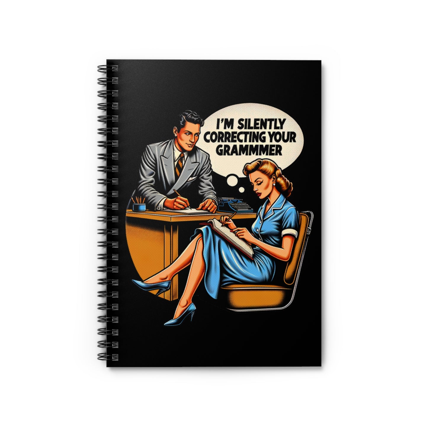 Grammar-Perfect Retro 1950s Style Notebook: Vintage 6" x 8" Spiral-Bound Journal-Ruled Lined