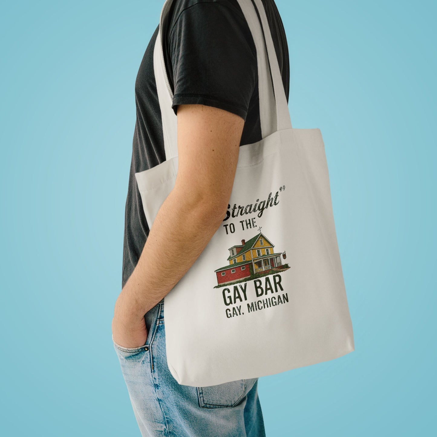 Go Straight to the Gay Bar Tote Bag | Gay, Michigan Vintage Canvas Bag | Funny LGBTQ+ Market Tote