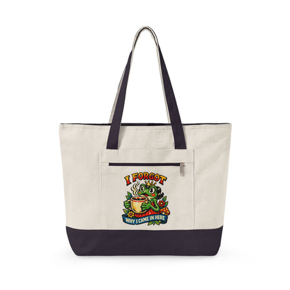 I Forgot Why I Came In Here Frog Canvas Tote Bag – Funny Zippere Tote with Pocket
