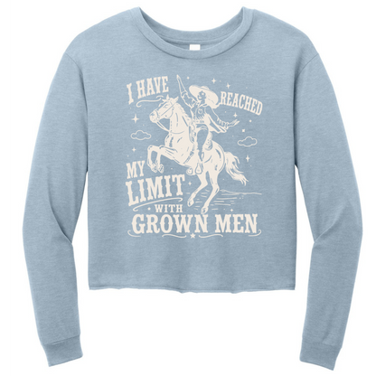 I Have Reached My Limit With Grown Men Womens Perfect Tri Midi Long Sleeve Tee with Raw Edge Hem