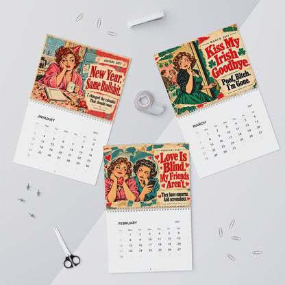 2027 Funny Wall Calendar – Retro Women & Sarcastic Sayings