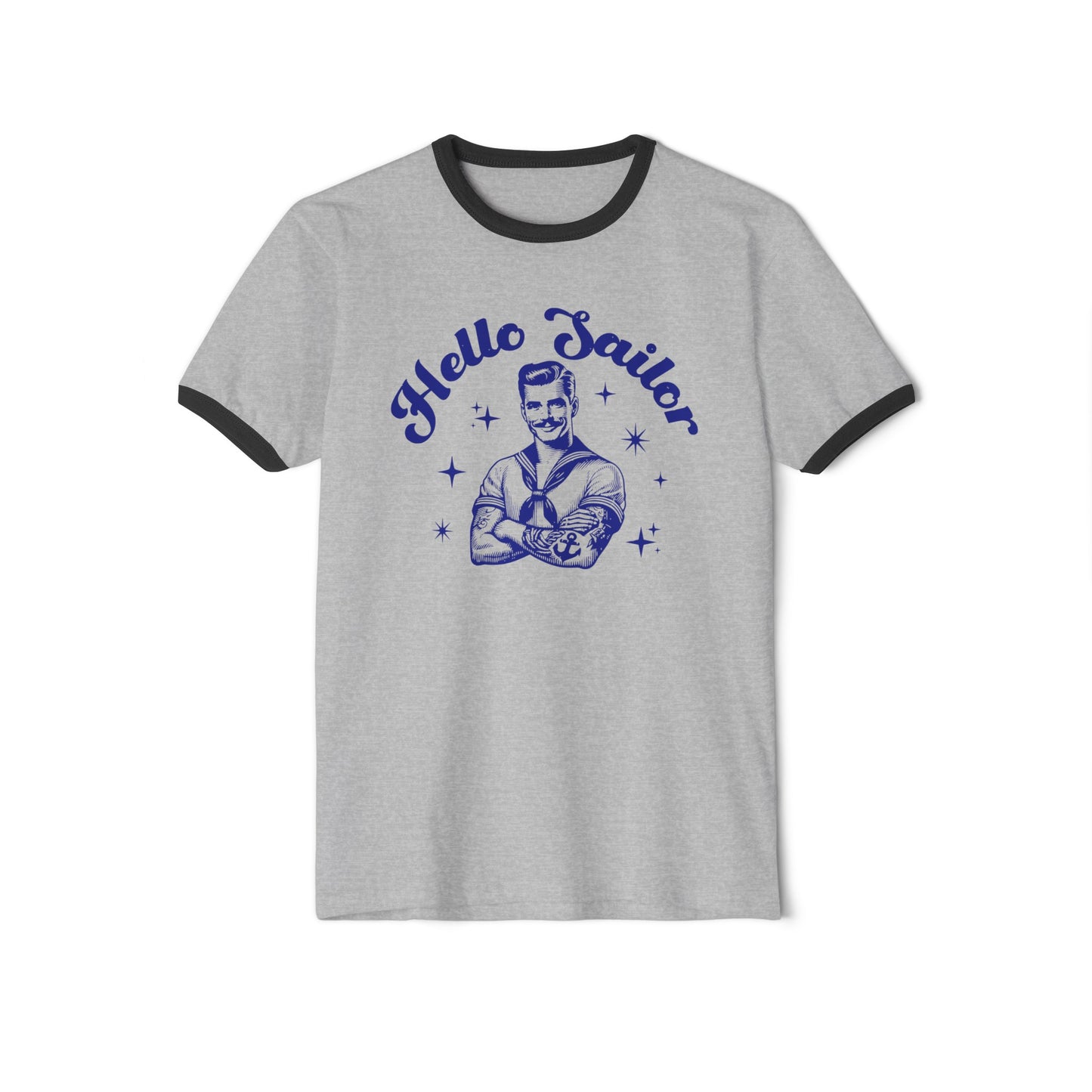 Vintage "Hello Sailor" Ringer Shirt - 1950s Clark Gable Style - 3 Colors Unisex Cotton