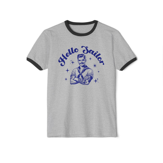 Vintage "Hello Sailor" Ringer Shirt - 1950s Clark Gable Style - 3 Colors Unisex Cotton