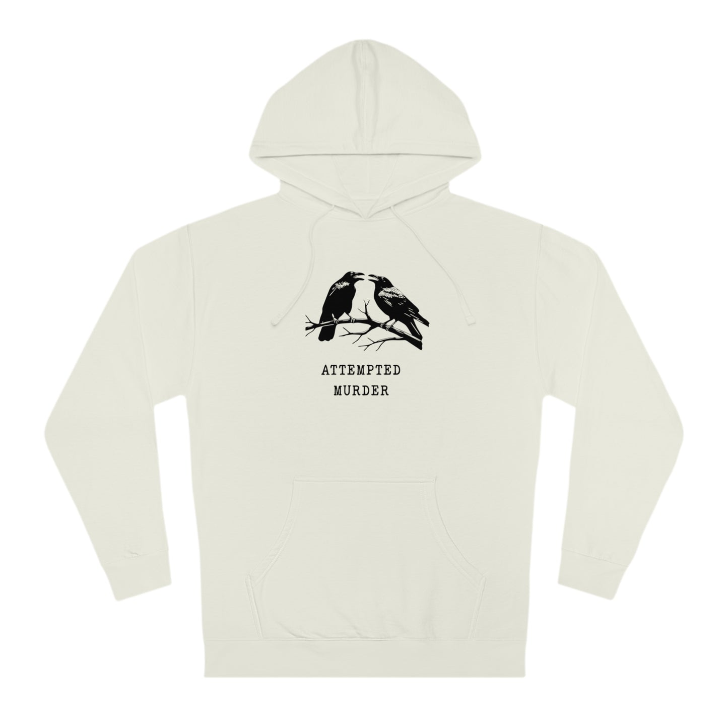 Attempted Murder Raven Vintage Gothic Unisex Hooded Sweatshirt | Cozy Cotton Fleece, Medium-Heavy Fabric