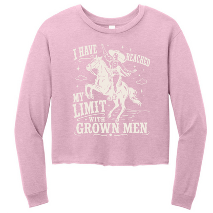 I Have Reached My Limit With Grown Men Womens Perfect Tri Midi Long Sleeve Tee with Raw Edge Hem