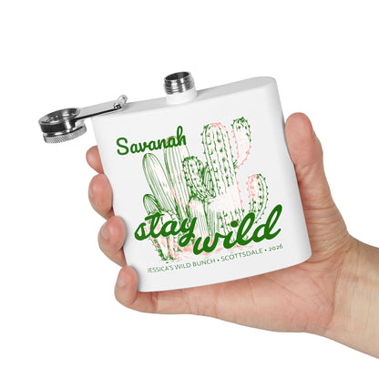 Personalized Stay Wild Stainless Steel Flask 6oz