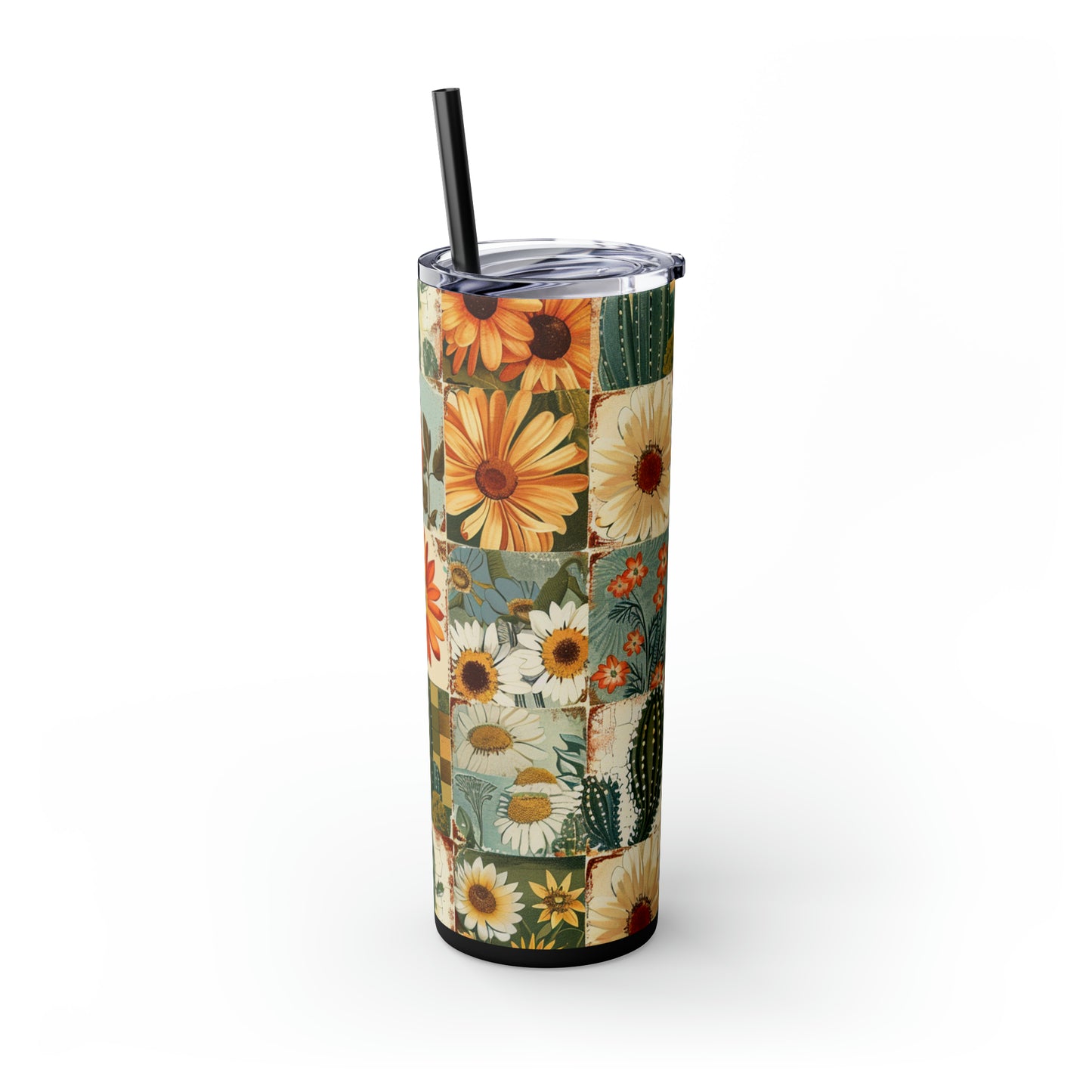 Vintage Boho Western Desert Floral 20oz Skinny Tumbler with  Straw