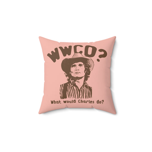 WWCD? What Would Charles Do? Western Throw Pillow Funny Vintage-Inspired Home Decor