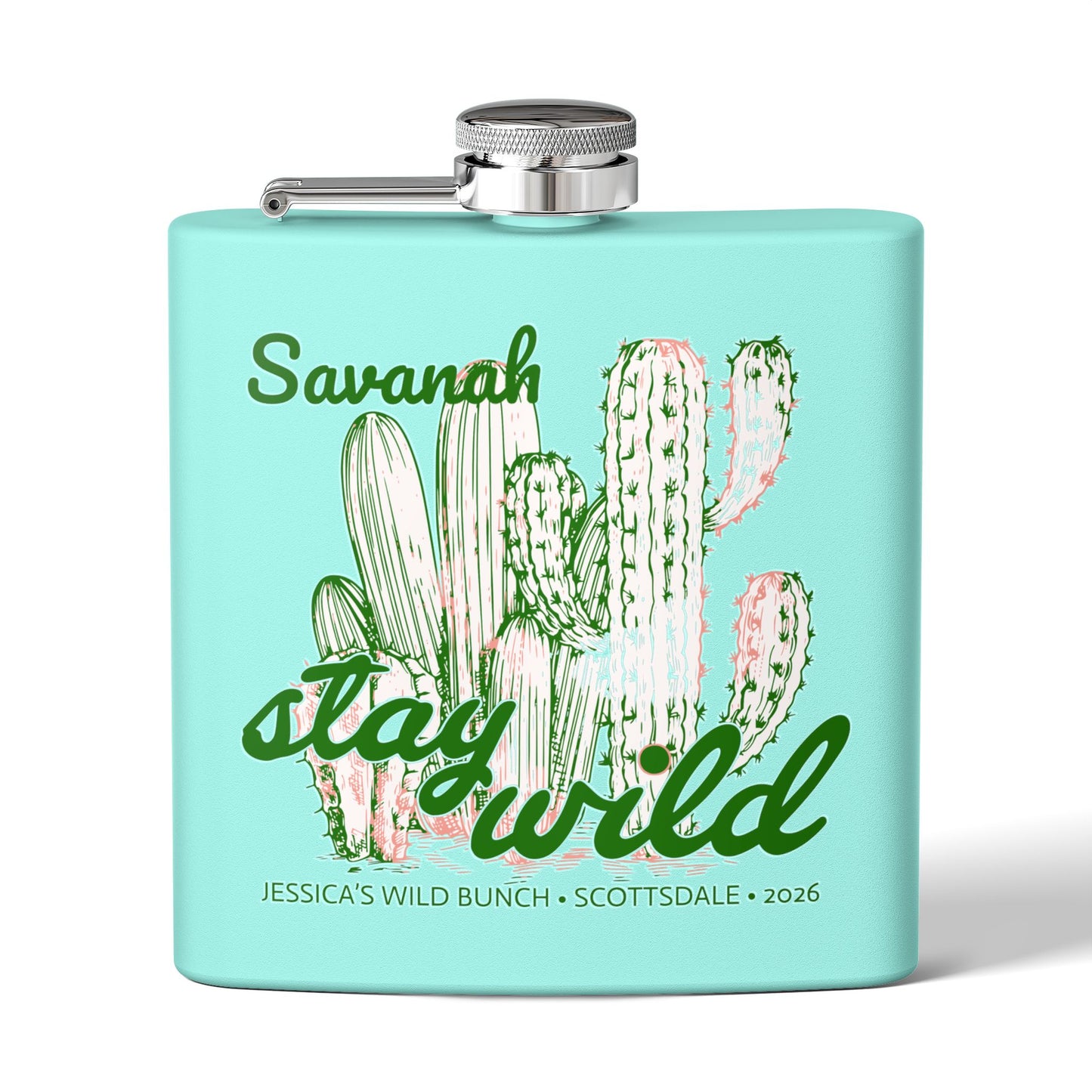 Personalized Stay Wild Stainless Steel Flask 6oz