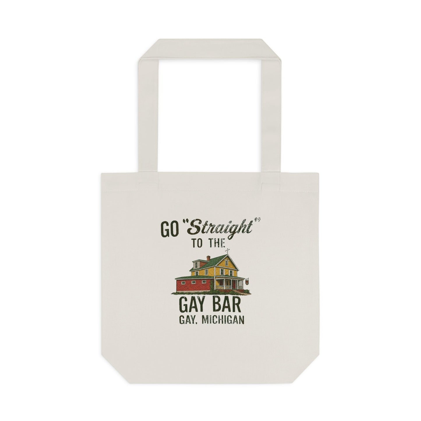 Go Straight to the Gay Bar Tote Bag | Gay, Michigan Vintage Canvas Bag | Funny LGBTQ+ Market Tote